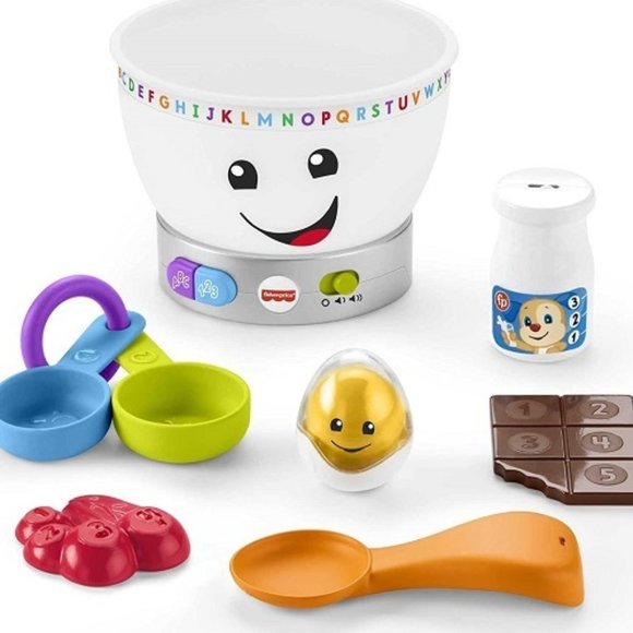 FISHER PRICE MIXING BOWL & FOOD Lights Music Sounds Educational Baby Toddler Toy - Picture 1 of 5